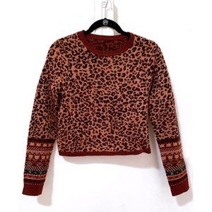 Final Sale- Zara glittery Leopard Print Knit Sweater
